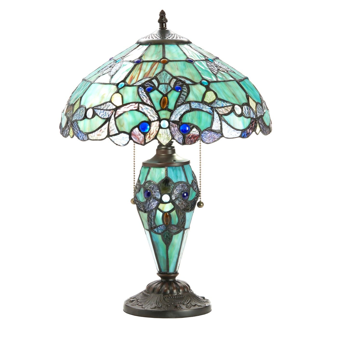 Tiffany-Style Lighting 20" Magna Carta Stained Glass Double Lit Table Lamp