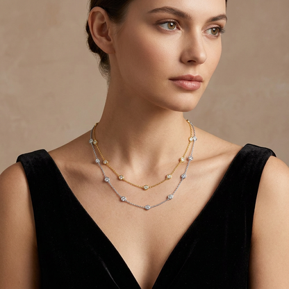 Morris & David 14K Gold Choice of Carat Weight Diamond Station 18" Necklace