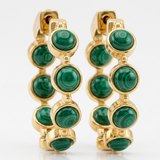 18K Gold Plated Malachite Inside-Out Hoop Earrings