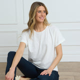 Christopher & Banks Women's Relaxed Restyled Bling Jewel Neck Short Sleeve Tee