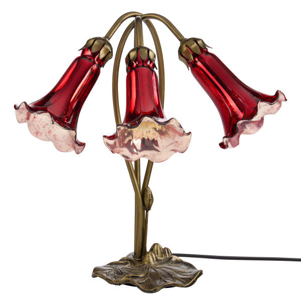 Tiffany-Style Lighting 16"H Hand Blown Glass 3 Lily Downlight Table Lamp