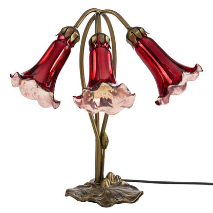 Tiffany-Style Lighting 16"H Hand Blown Glass 3 Lily Downlight Table Lamp