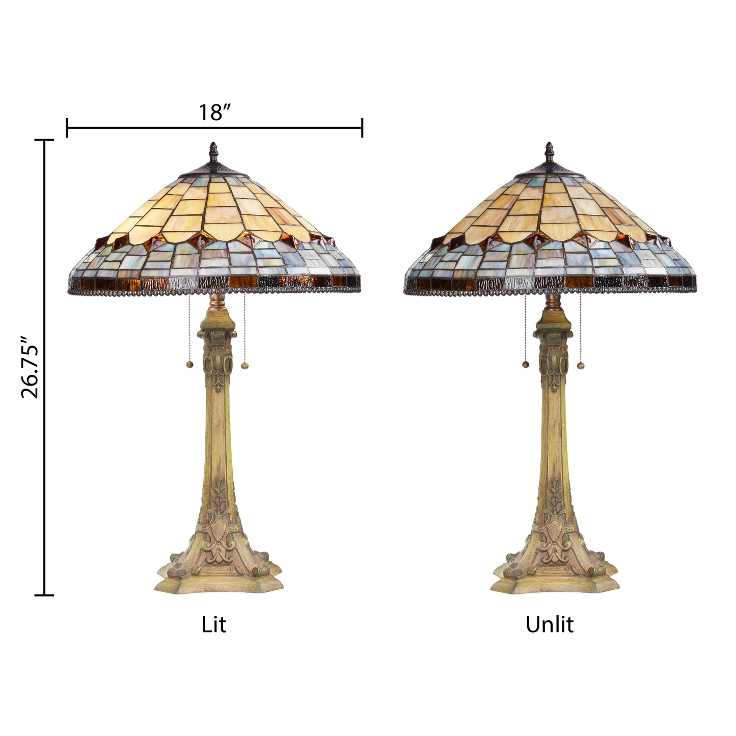 Tiffany-Style Lighting 26.75" Margriet Stained Glass Dome Shade Candlestick Table Lamp