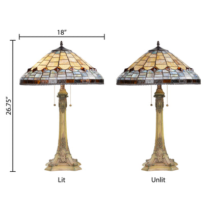 Tiffany-Style Lighting 26.75" Margriet Stained Glass Dome Shade Candlestick Table Lamp