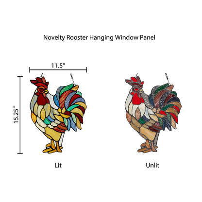 Tiffany-Style Lighting 15.25" Rusty the Rooster Stained Glass Window Panel