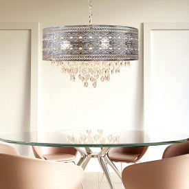 Tiffany-Style Lighting 24" Brielle Polished Nickel & Crystal 3-Light Chandelier