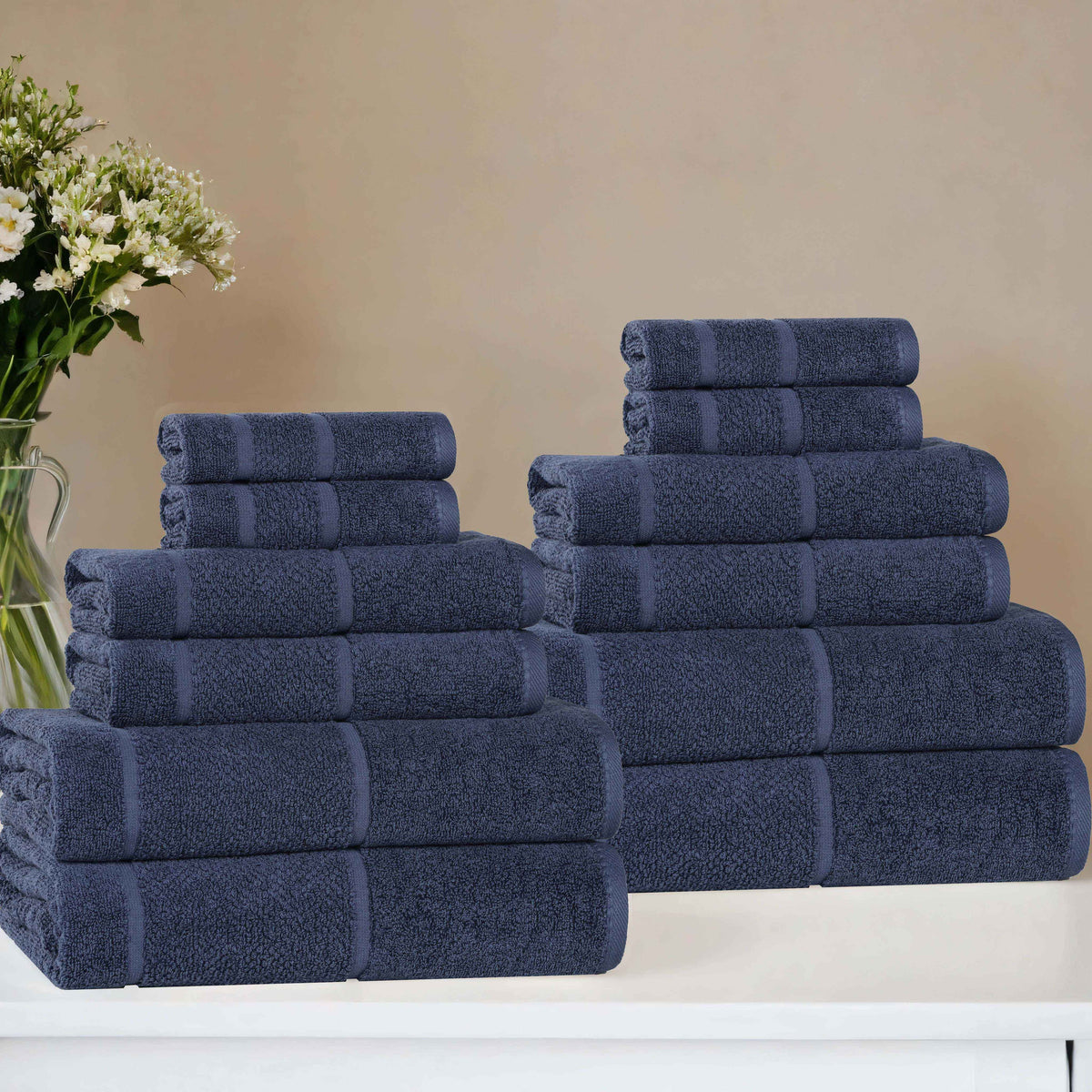 Superior "Mile" Smart Twist Viscose Cotton Blend 12-Piece Towel Set