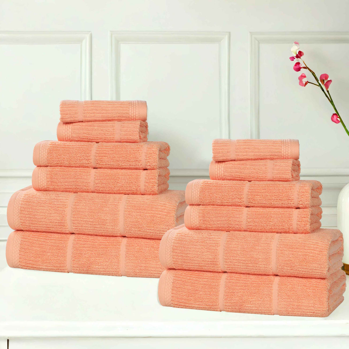 Superior "Milo" Smart Twist Viscose Cotton Blend 12-Piece Towel Set