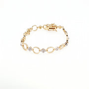 Gold Plated Diamond Accented Open Circle Link Bracelet