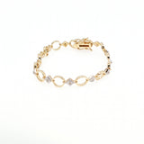 Gold Plated Diamond Accented Open Circle Link Bracelet