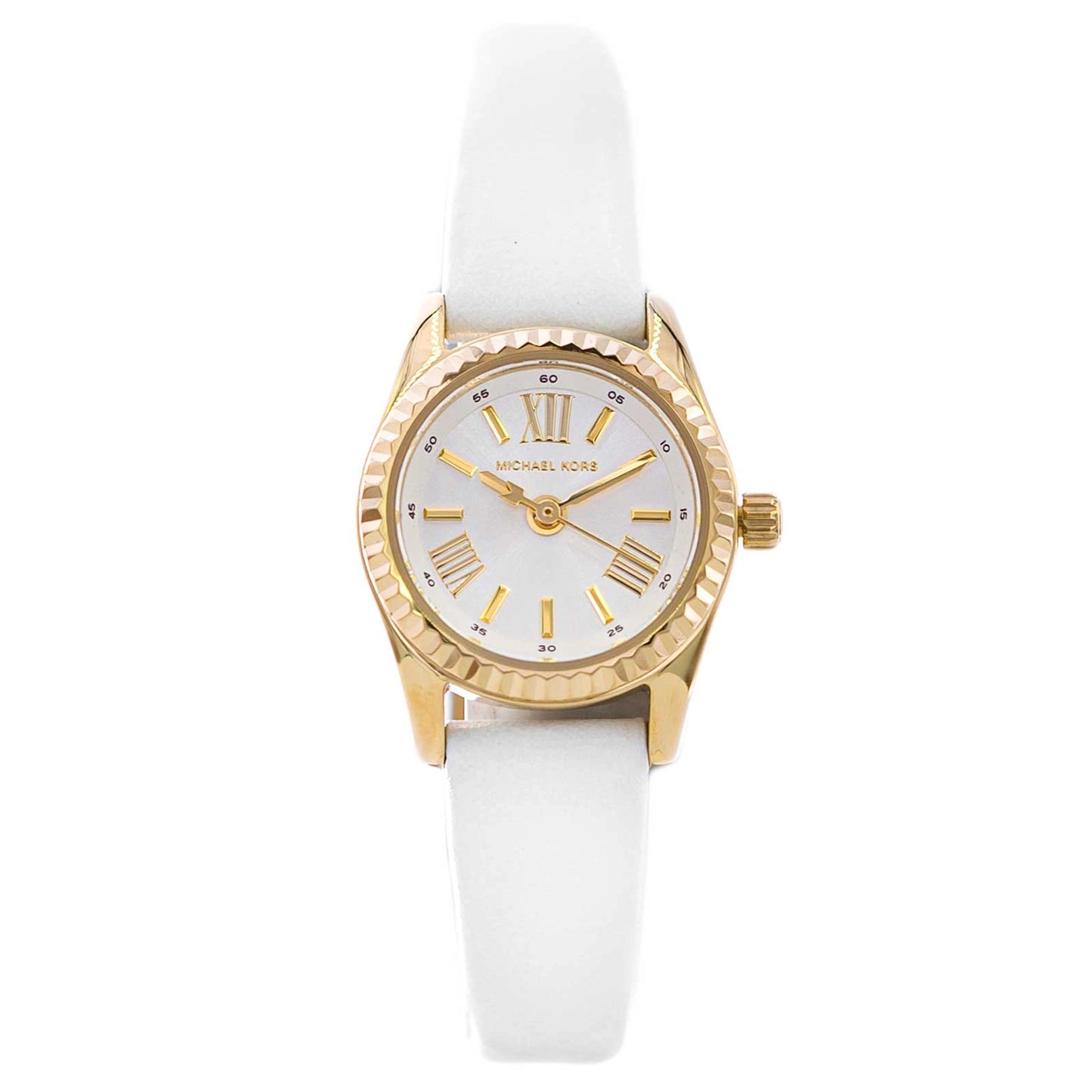 Michael Kors Women's 19mm Lexington Quartz Diamond Cut Bezel Leather Strap Watch