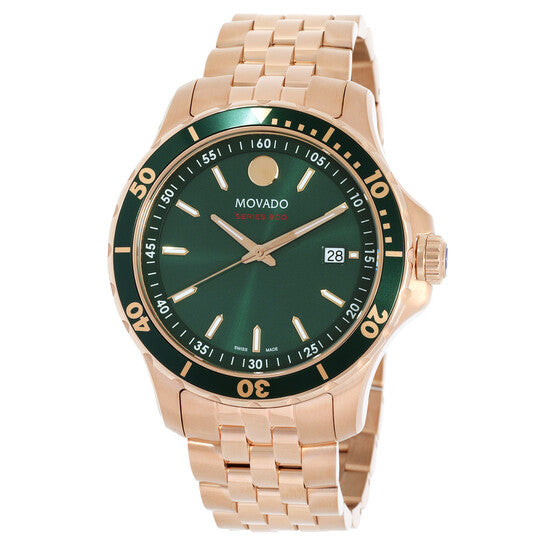 Movado Men's 42mm Series 800 Swiss Made Quartz Date Green Dial Bracelet Watch
