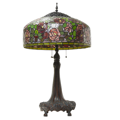 Tiffany-Style Lighting 35.5" Rose Bush Stained Glass Table Lamp