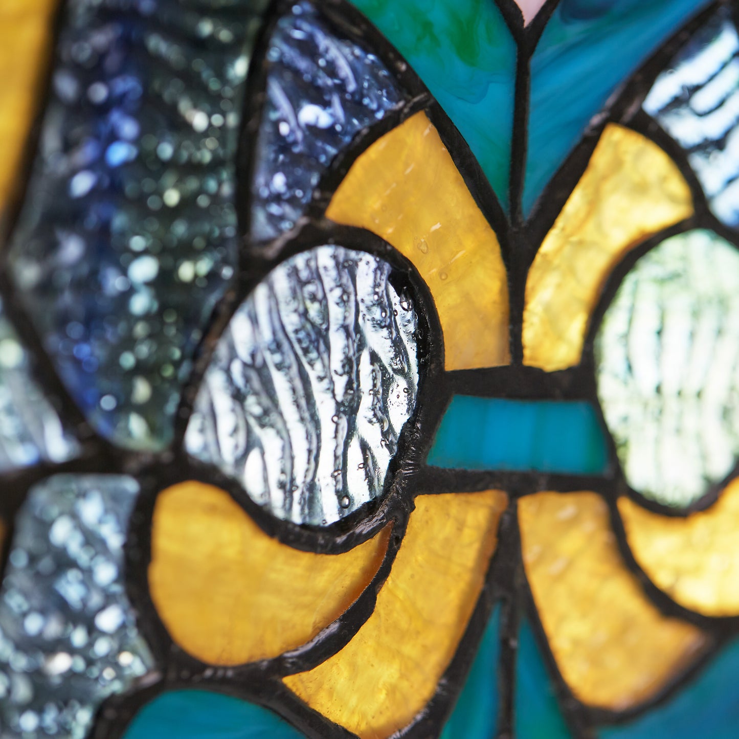 Tiffany-Style Lighting 36" Victorian Stained Glass Fleur De Lis Window Panel