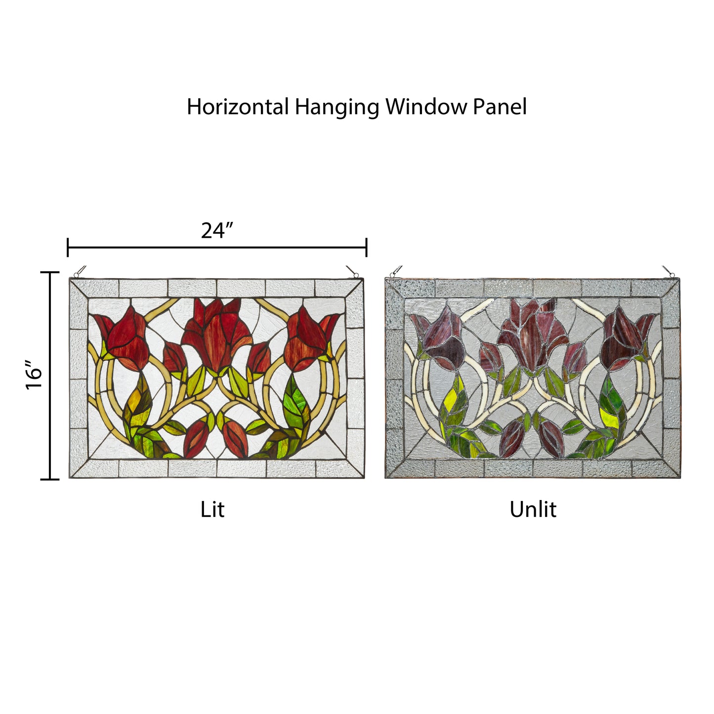 Tiffany-Style Lighting 24" Floral Vine Stained Glass Window Panel