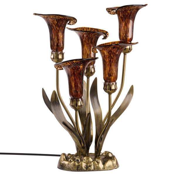 Tiffany-Style Lighting 20" Hand Blown Glass 5 Calla Lily Uplight Accent Lamp
