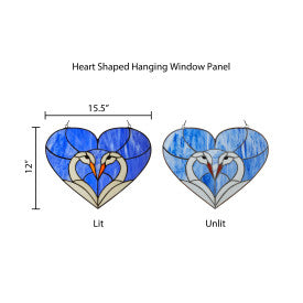 Tiffany-Style Lighting 15.5" Loving Swans Stained Glass Window Panel