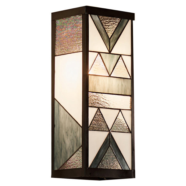 Tiffany-Style Lighting 16.25" 1-Light Rectangular Geometric Stained Glass Outdoor Wall Sconce