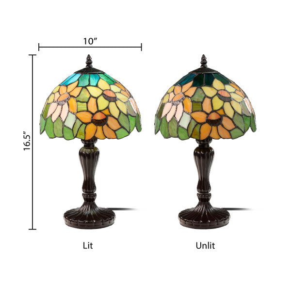 Tiffany-Style Lighting 16.5"H Sunflower Stained Glass Table Lamp