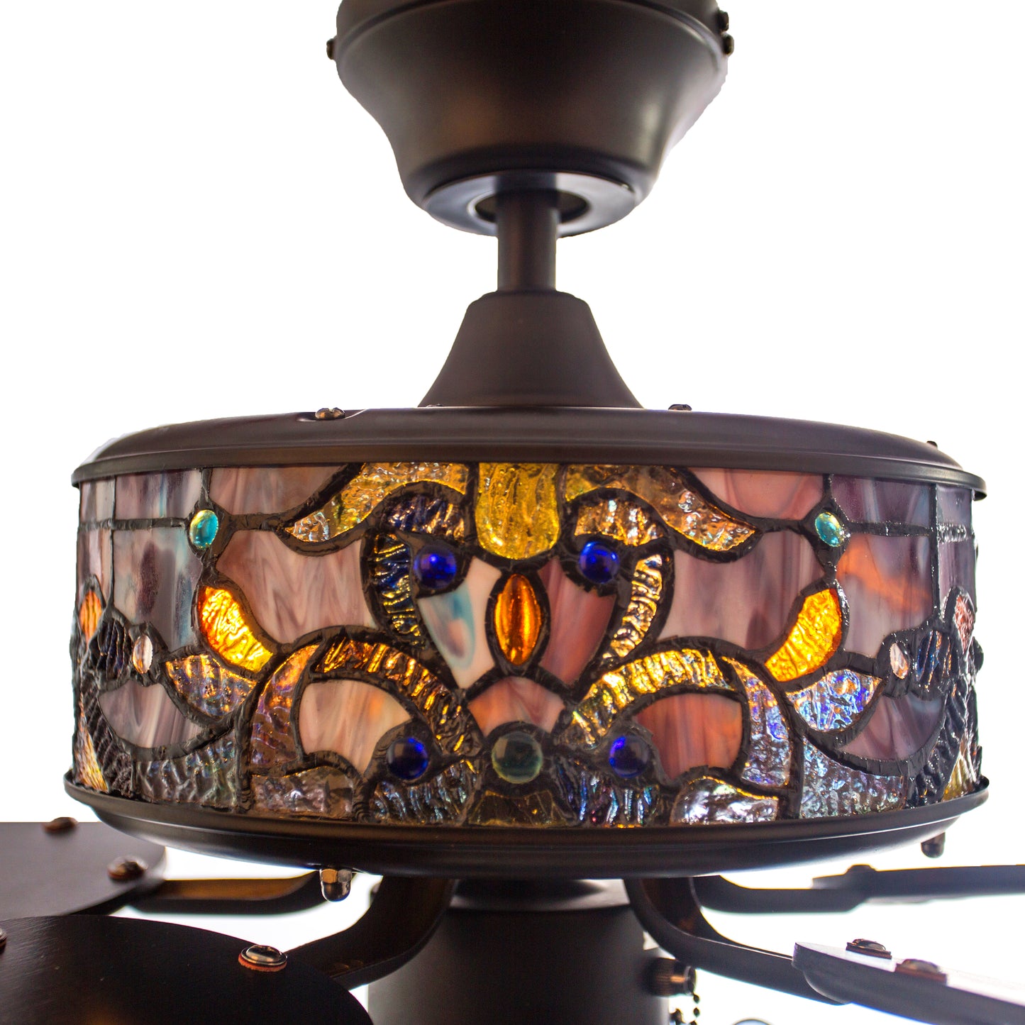 Tiffany-Style Lighting 52" LED Stained Glass Magna Carta Ceiling Fan with Remote Control