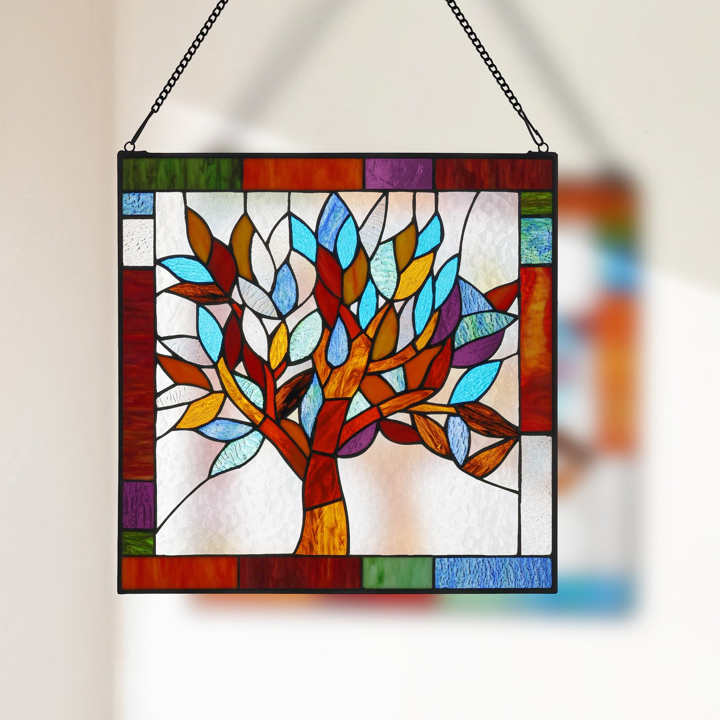 Tiffany-Style Lighting 18" Stained Glass Mystical World Tree Window Panel