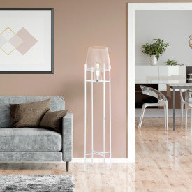 Tiffany-Style Lighting 61" Nadia Metal & Clear Glass Blown Modern Floor Lamp