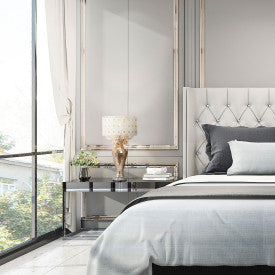 Tiffany-Style Lighting 25" Jeweled Champagne Drum Shade Table Lamp