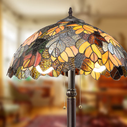 Tiffany-Style Lighting 62" Juliet Multicolored Stained Glass Bowl Shade Candlestick Floor Lamp