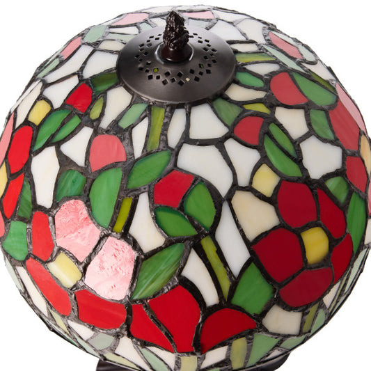 Tiffany-Style Lighting 17" Genevieve Red Flowers Stained Table Lamp