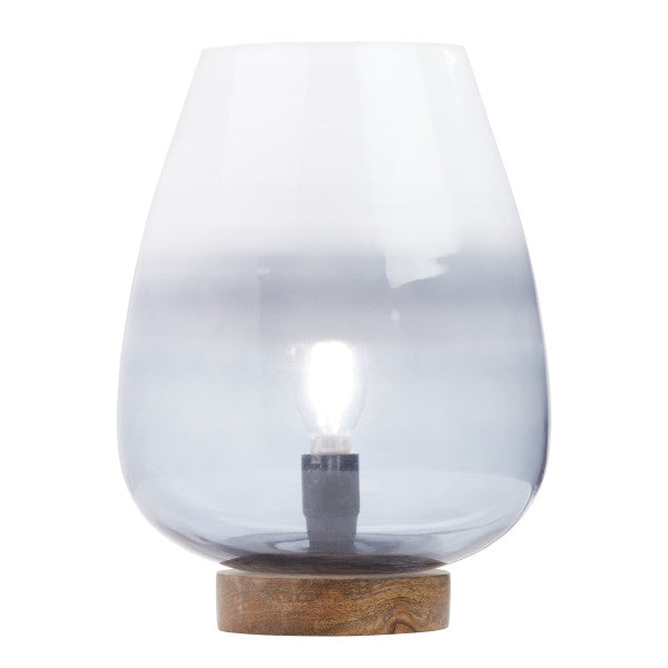 Tiffany-Style Lighting 10.5" Briggs Ombre Globe-Like Accent Lamp with Mango Wood Base