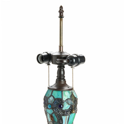Tiffany-Style Lighting 20" Magna Carta Stained Glass Double Lit Table Lamp