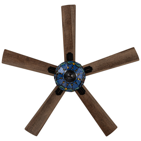 Tiffany-Style Lighting Pipa 5-Blade Remote-Controlled Ceiling Fan