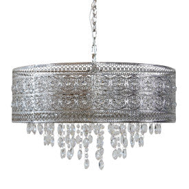 Tiffany-Style Lighting 24" Brielle Polished Nickel & Crystal 3-Light Chandelier