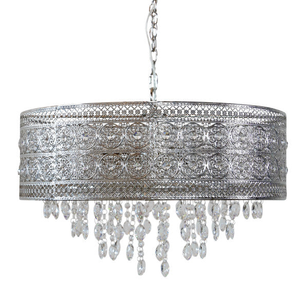 Tiffany-Style Lighting 24" Brielle Polished Nickel & Crystal 3-Light Chandelier