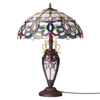 Tiffany-Style Lighting 24.5" Victorian Double Lit Stained Glass Table Lamp