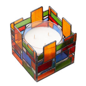 Tiffany-Style Lighting 4.75" Geometric Stained Glass Candle Holder
