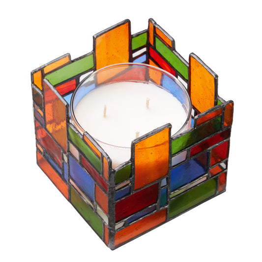 Tiffany-Style Lighting 4.75" Geometric Stained Glass Candle Holder