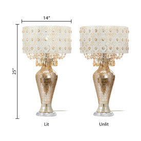 Tiffany-Style Lighting 25" Jeweled Champagne Drum Shade Table Lamp