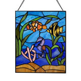 Tiffany-Style Lighting 14" Underwater Ocean Scene Stained Glass Window Panel