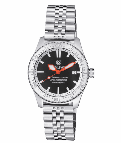 Deep Blue 40mm Ocean Master 500 Swiss Automatic Stick Marker Jubilee Bracelet