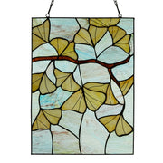 Tiffany-Style Lighting 17.5" Gingko Leaf Stained Glass Window Panel