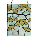 Tiffany-Style Lighting 17.5" Gingko Leaf Stained Glass Window Panel