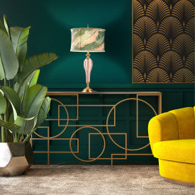 Tiffany-Style Lighting 33" Romance Drum Shade Geometric Glass Table Lamp