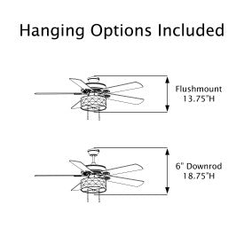 Tiffany-Style Lighting 52" Lark Blue and Oil Rubbed Bronze Ceiling Fan