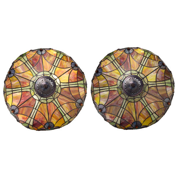 Tiffany-Style Lighting 24.5" Halston Double Lit Bowl Shade Stained Glass Table Lamp