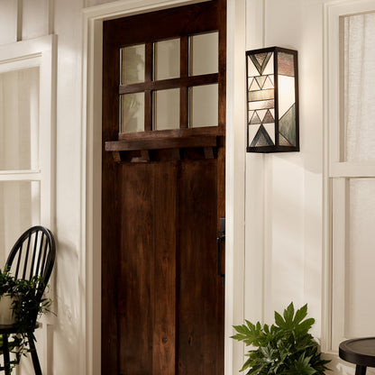 Tiffany-Style Lighting 16.25" 1-Light Rectangular Geometric Stained Glass Outdoor Wall Sconce