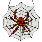 Tiffany-Style Lighting 12" Halloween Spider Web Stained Glass Window Panel