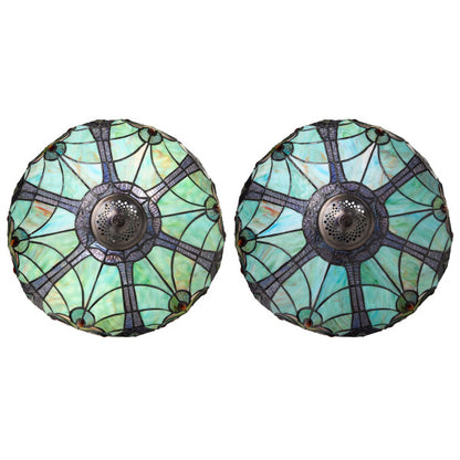 Tiffany-Style Lighting 24.5" Halston Double Lit Bowl Shade Stained Glass Table Lamp