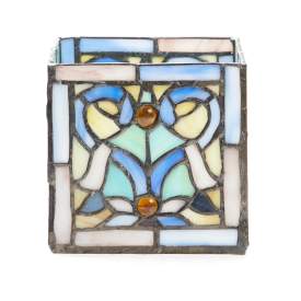 Tiffany-Style Lighting 4.75" Blue Flourishes Stained Glass Candle Holder