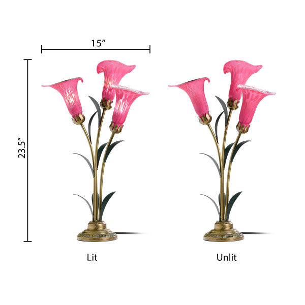 Tiffany-Style Lighting 23.5" Hand Blown Glass 3 Calla Lily Uplight Accent Lamp